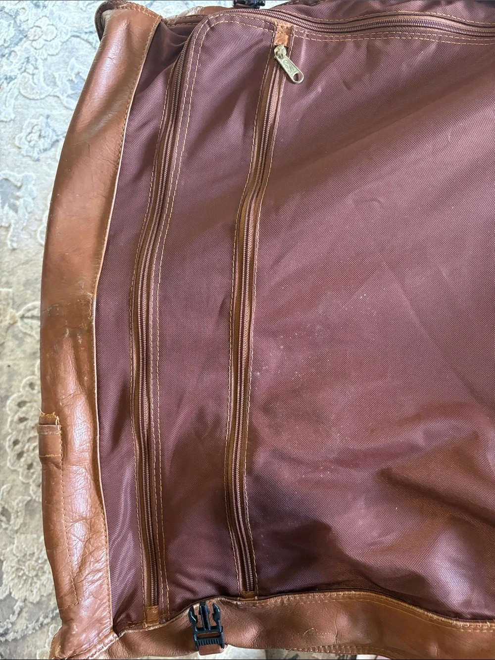 Leather Garment Bag - Brown Travel Organizer